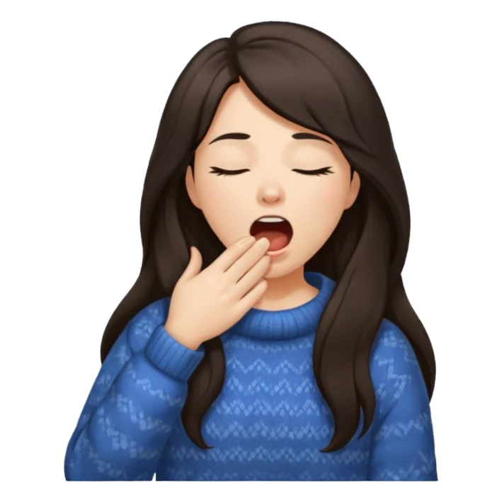 yawning dark long hair woman in sweater sticker
