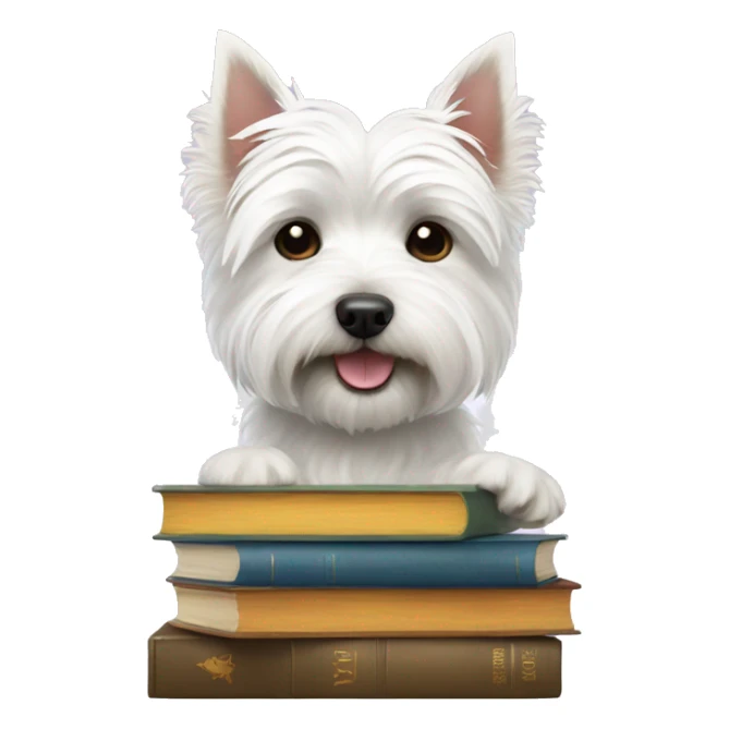 west highland white terrier with books sticker