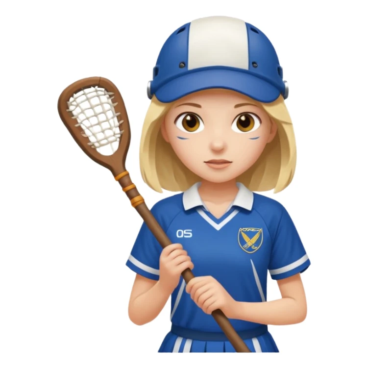 girl in hurling uniform with stick sticker