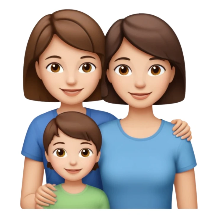 Brown family two girls and a mom short brown hair sticker