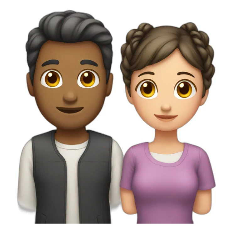 Man hearts woman with pigtails sticker