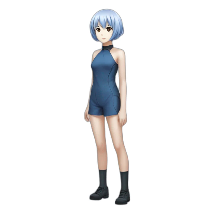 rei ayanami nue, full body, short hair, teen sticker