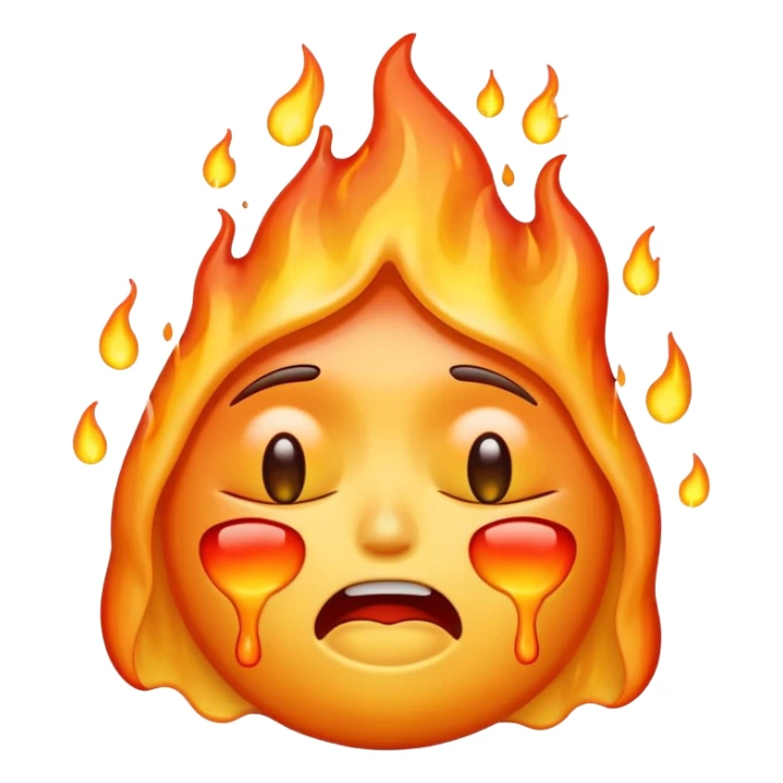 I want an emoji that is crying, melting, on fire. sticker