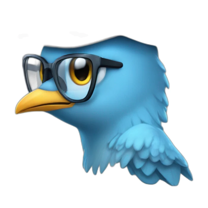 Crazy funny Cyberpunk Articuno head with beautiful smile wearing glasses and hat sticker