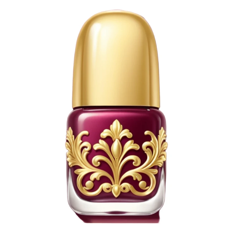 gold and burgundy rococo inflatable puffy nail polish sticker
