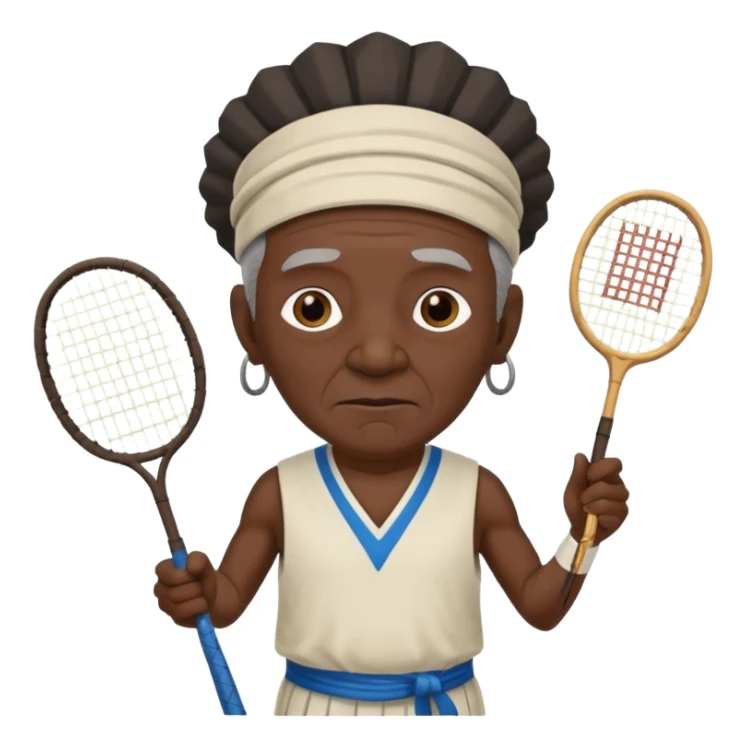 ancient shaman old black man with 1 badminton racket sticker