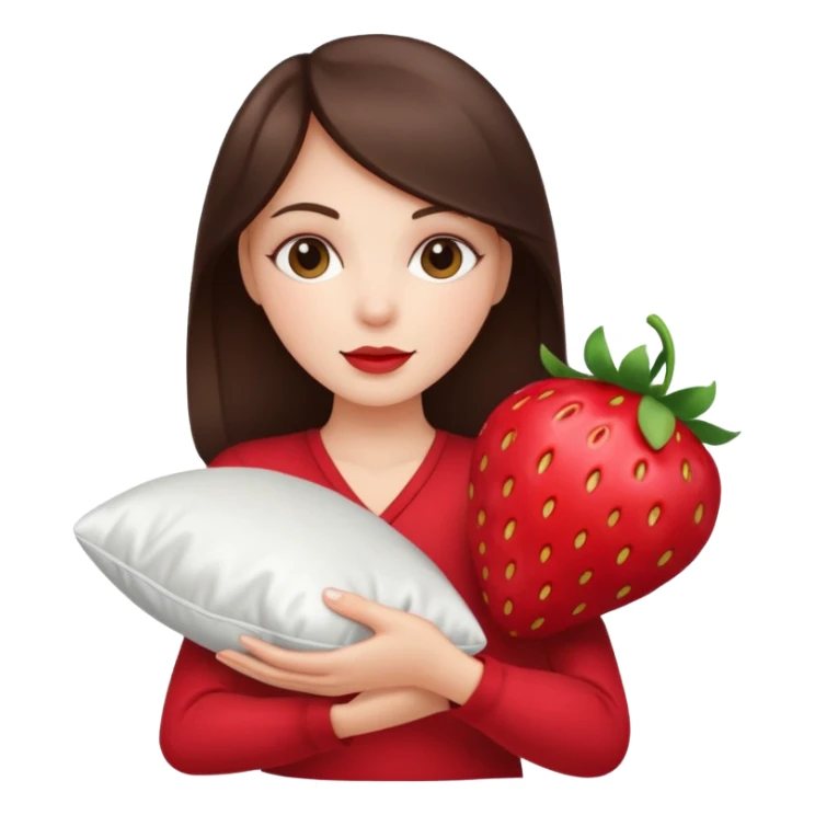 brunette white girl with a silk pillow strawberry sticker