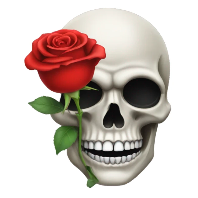Skull holding a red rose in mouth  sticker