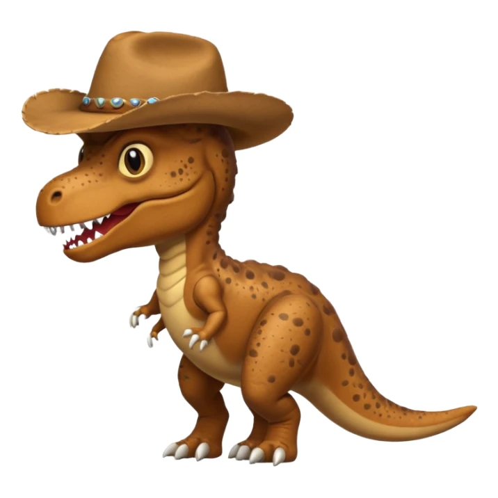 T Rex with a brown cowboy hat from the side sticker