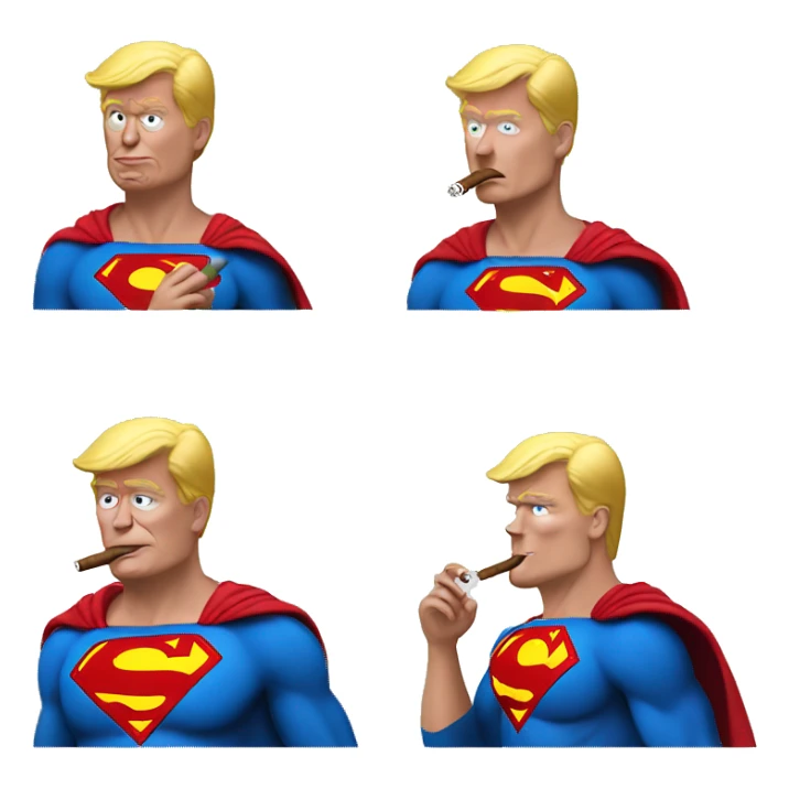 donald trump smoking a cigar dressed like superman sticker