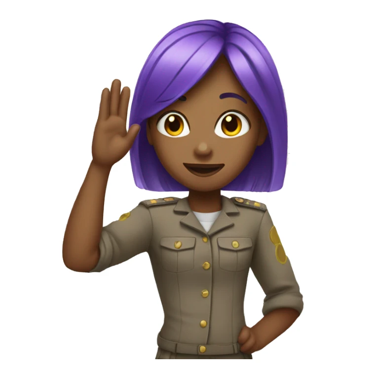 girl saluting with purple hair sticker