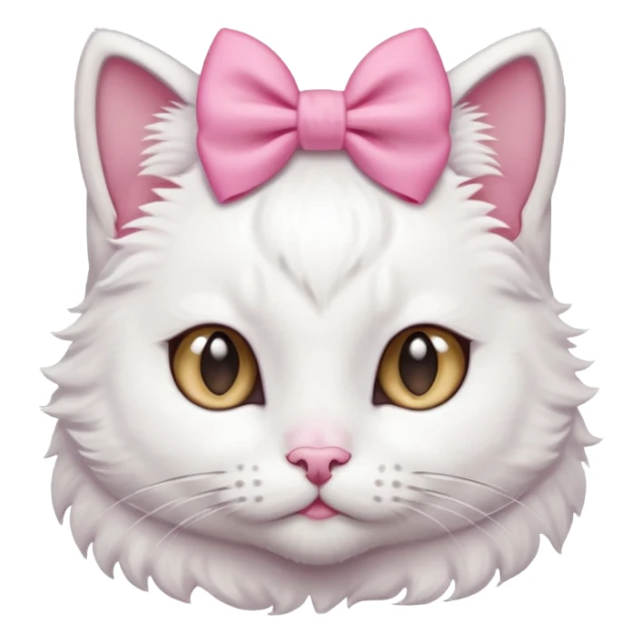 White kitty with a one pink bow on the side of her ear sticker