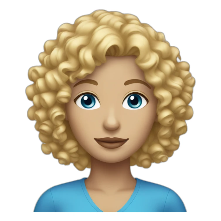 curly blonde woman with blue eyes sticker