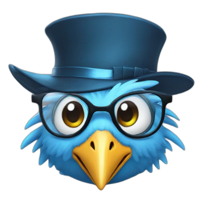 Crazy funny Cyberpunk Articuno head with beautiful smile wearing glasses and hat sticker