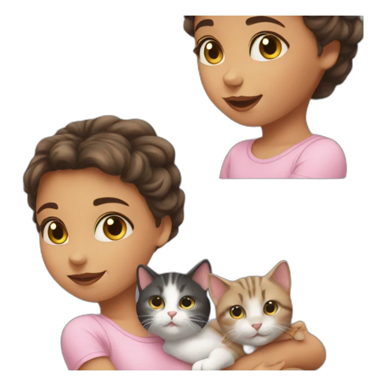 girl loving 3 baby cats sticker