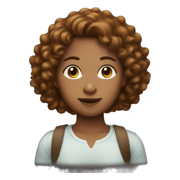 Girl with brown semi-curly hair sticker