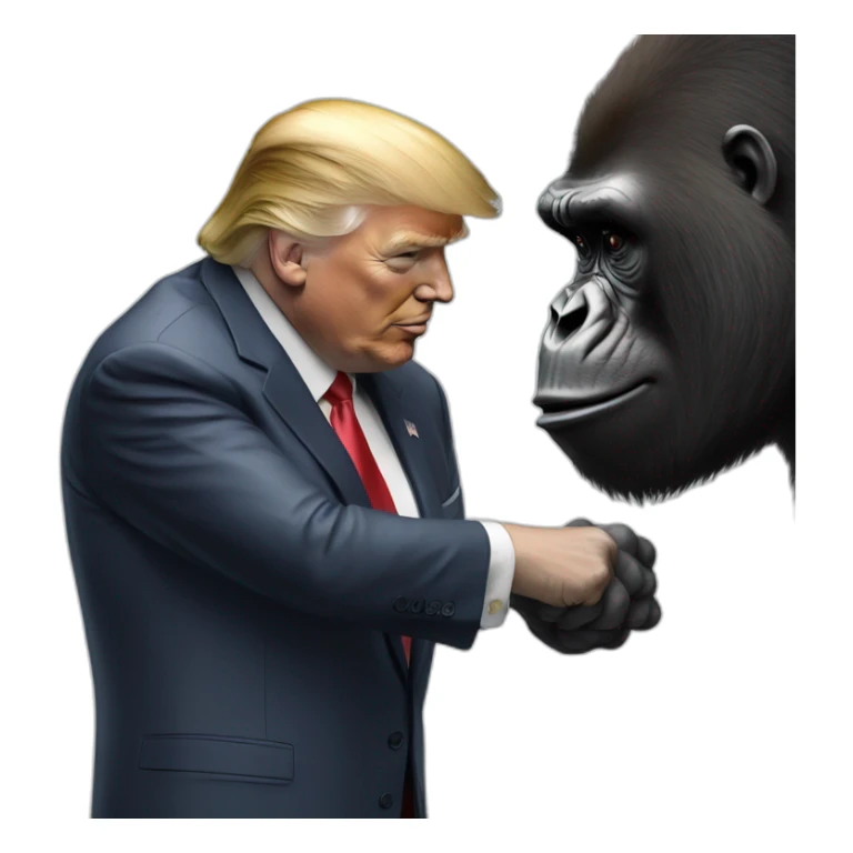 Donald Trump handshakes a gorilla sticker