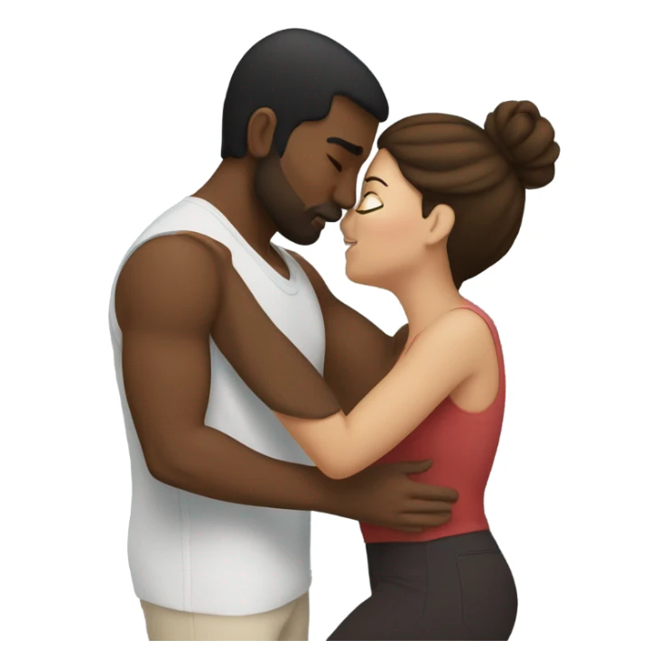 Thick brunette woman kissing brown man  sticker