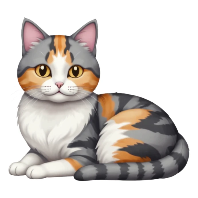 full body colourful light patched calico + white tabby cat cuddling a bigger cat that is dark grey and white tabby cat  and they are in love sticker