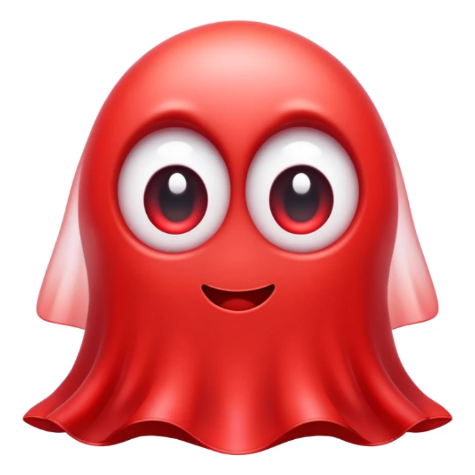 Cute red ghost character with big adorable eyes and a small smile sticker