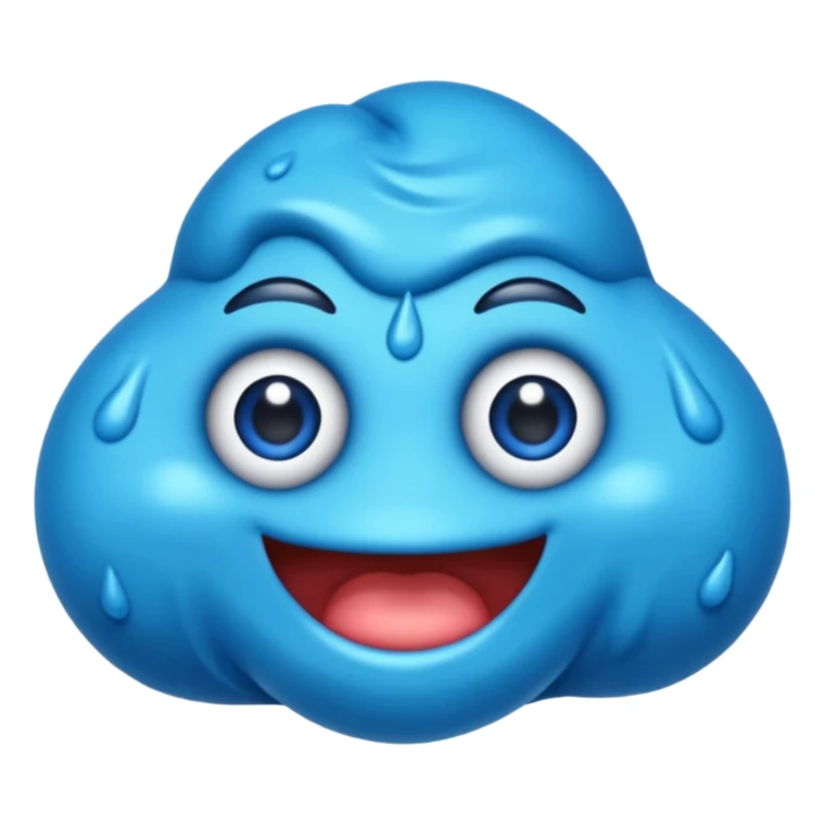 emoji con una textura irregular como un slime y con diferentes tonos de azul sin ojos sticker