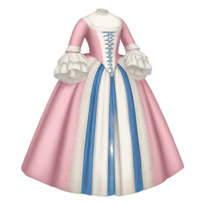 17th century gown with pink white and blue  sticker