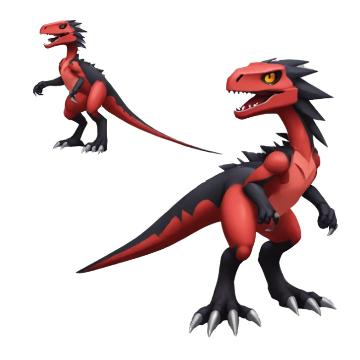  Cool Edgy Black Red Digimon-Fakemon-Guilmon-Velociraptor full body sticker