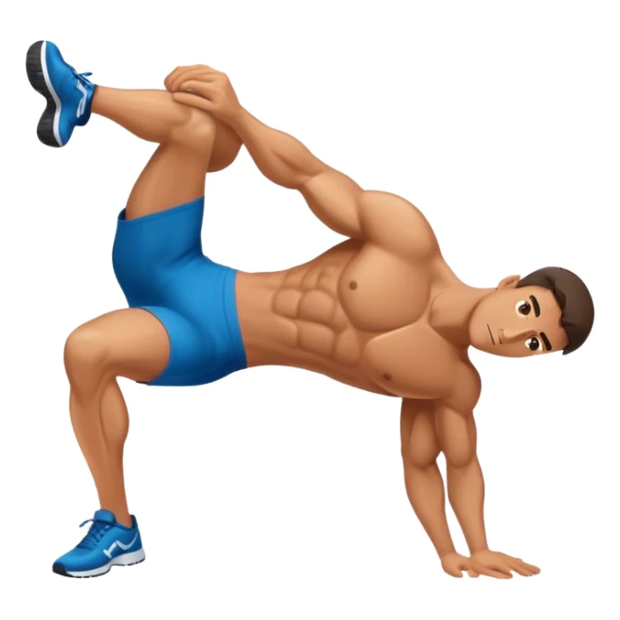 side-view of guy doing decline abdominal Crunches with sixpack sticker
