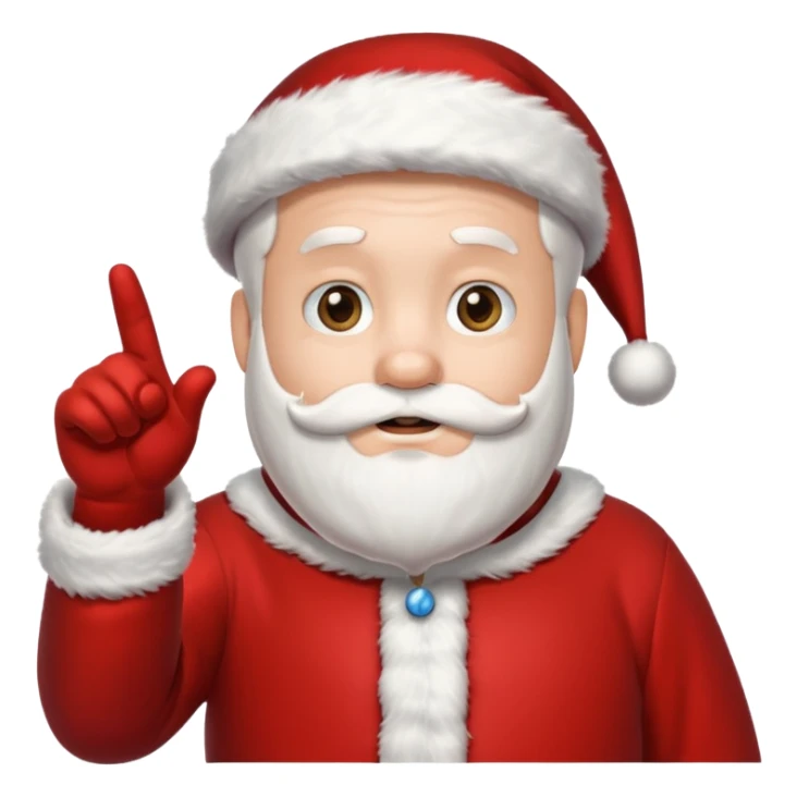 Reno vestido de santa señalando sticker