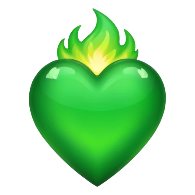 fire green heart emoji with green flame sticker