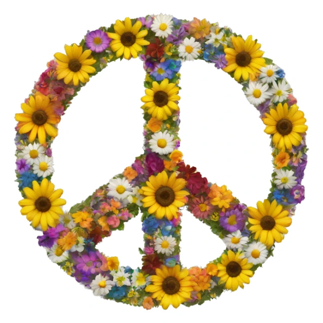 Peace sign made of flowers sticker