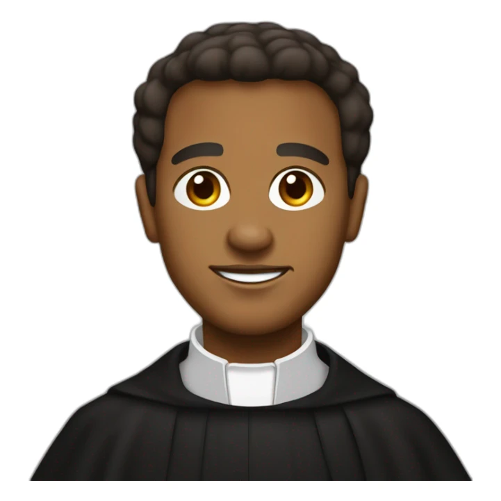 Don Bosco as a brown man in a black priest suit using a biretta sticker