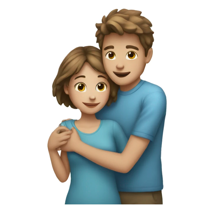White skin Young man and girl hugs with heart sticker