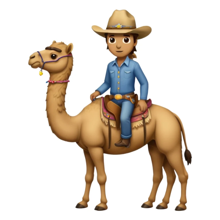 A full body camel with a cowboy hat and without the person on him sticker