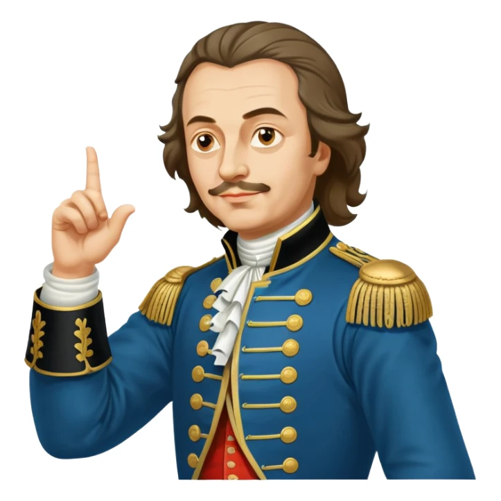Peter the Great, Russian emperor, pointing to the right with his arm extended sticker