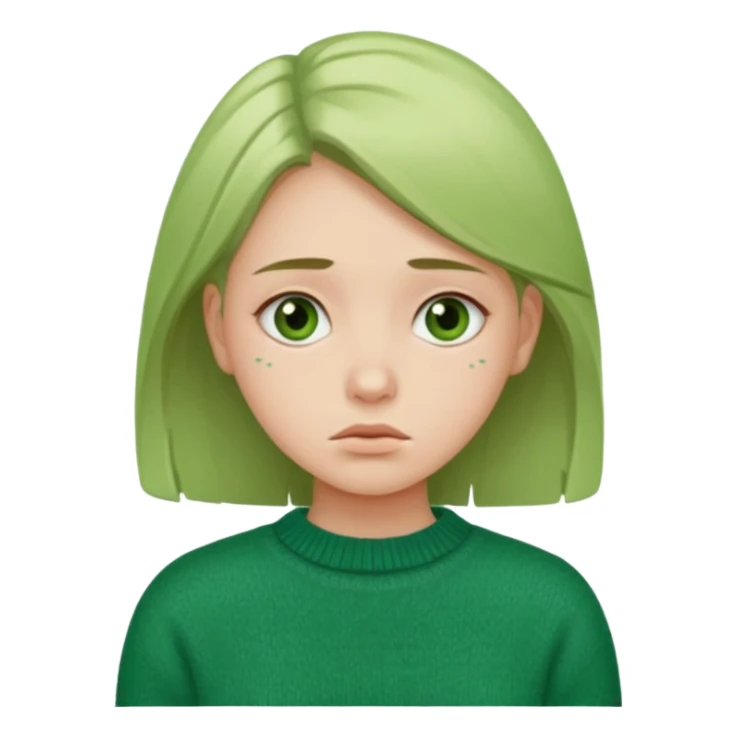 girl has sore throat in green sweater sticker