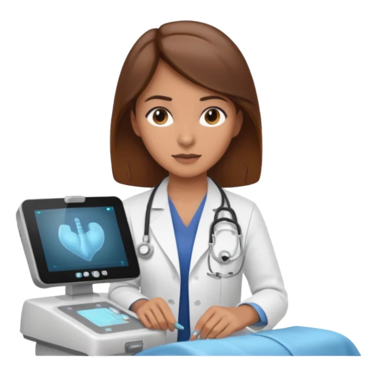female doctor working an ultrasound machine sticker
