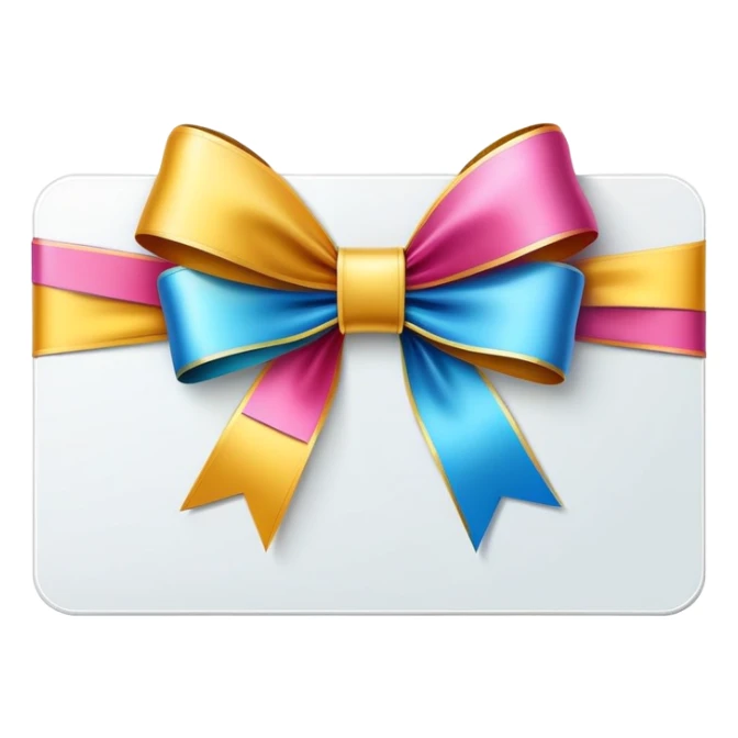 Gift card with a colorful ribbon and bow sticker