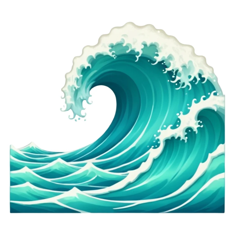 Create a highly polished, 3D game UI–style illustration of a  SEA WAVE sticker