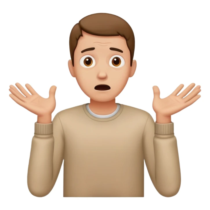 anxious man with hands outstretched in begging position with worried fearful expression sticker