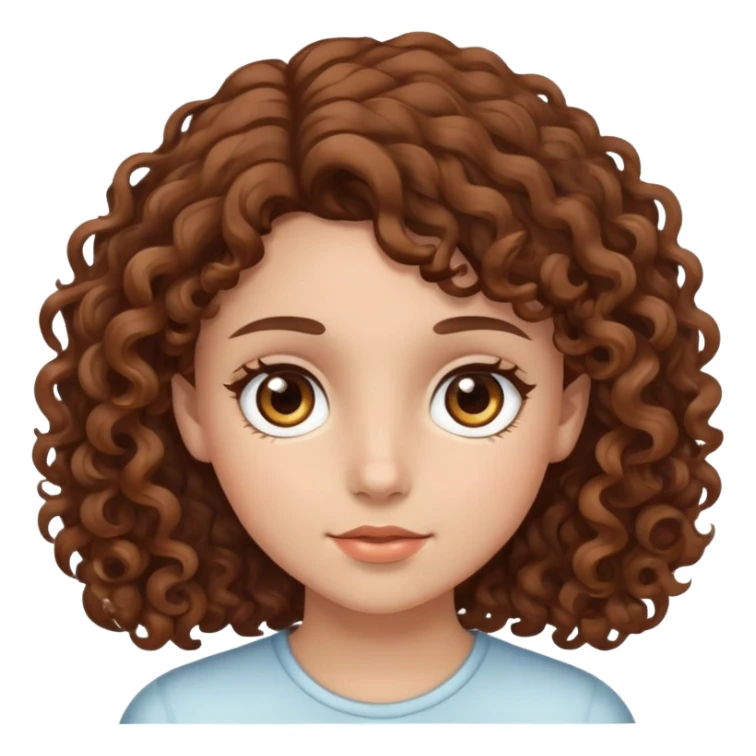 Chica con el pelo rizado marrón y ojos marrones  sticker