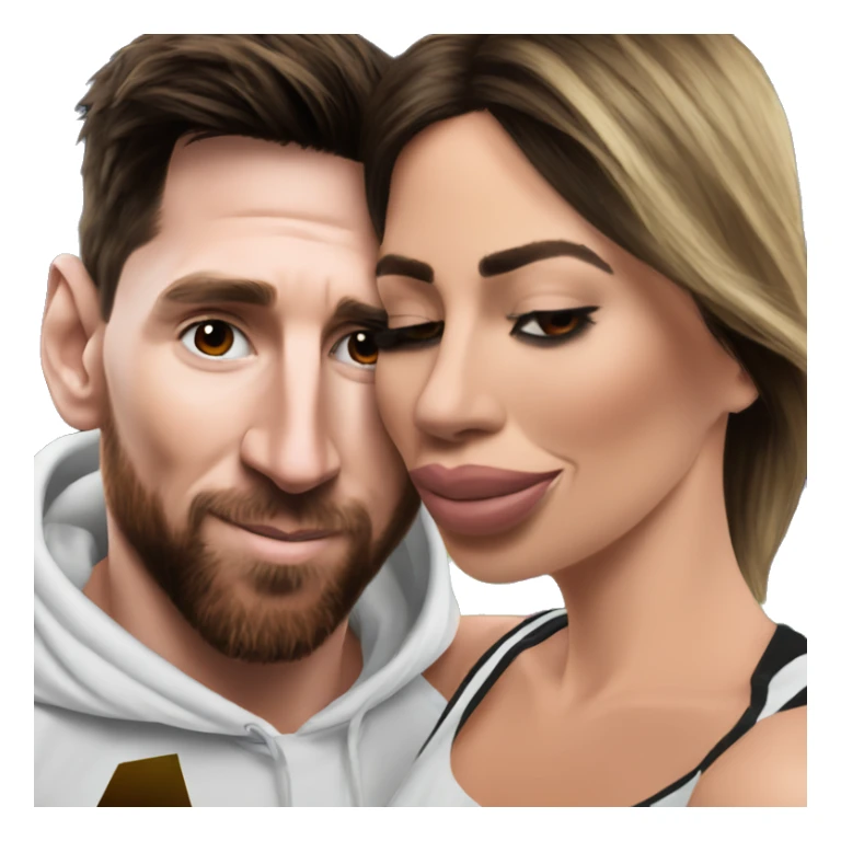 Messi kissing his wife Antonella   sticker