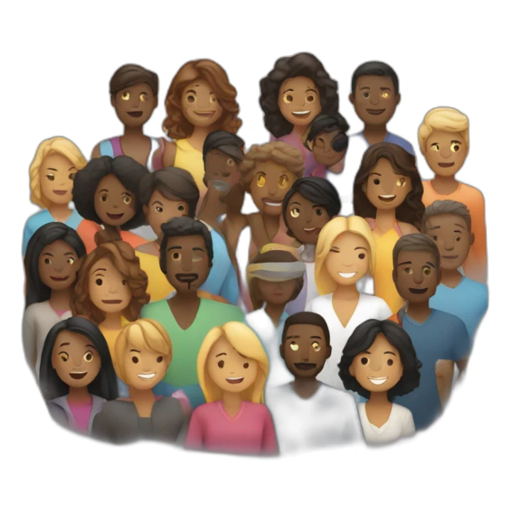 "Design silhouettes of diverse people with connections lighting up between them, set in a community gathering." sticker