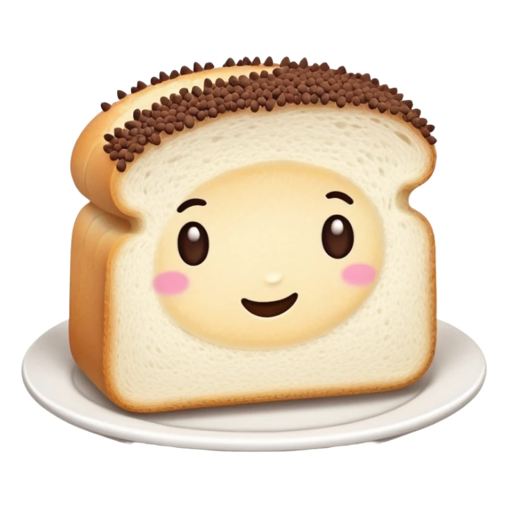 Slice of white bread on a white plate with chocolate sprinkles on top sticker