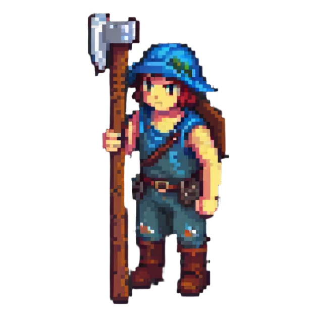 isometric survivor with axe from Project Zomboid sticker