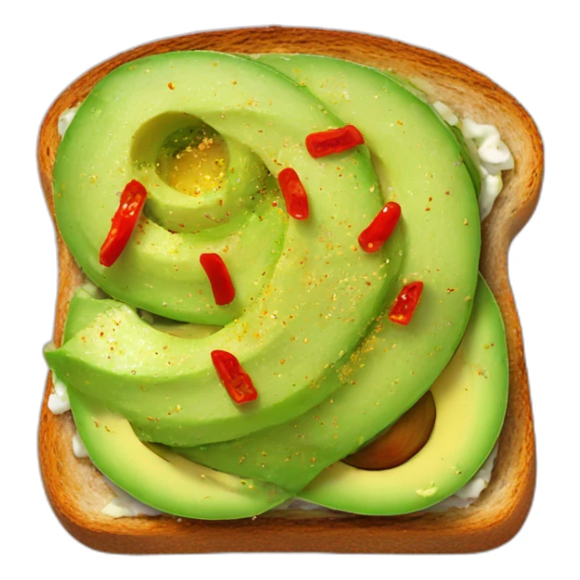 Avocado toast with chilli flakes and salt on top sticker