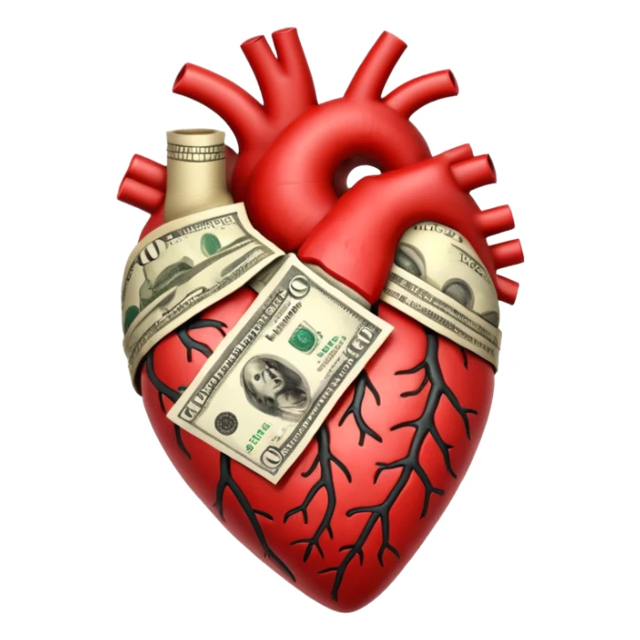 An anotomic heart composed of money. sticker