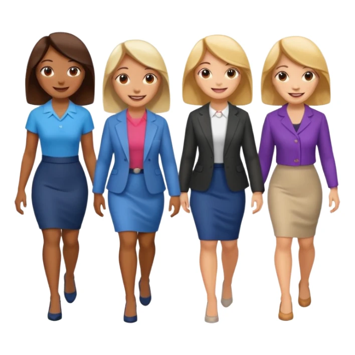 6 women interviewee walking in front of the interviewer sticker