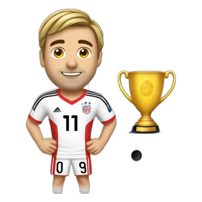 Philipp Lahm in soccer dress surfing on a tablet sticker