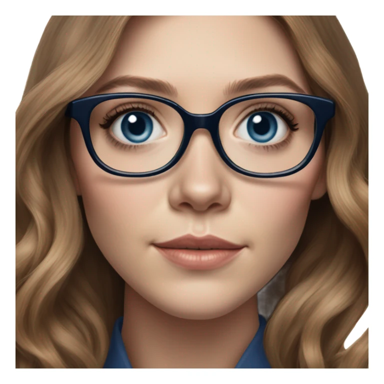 Hyper Realistic Elizabeth Olsen brunette blue eyes wearing glasses  sticker